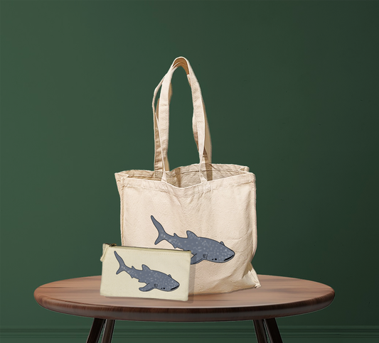 Whale Shark Tote Bag and Pencil Case Bundle